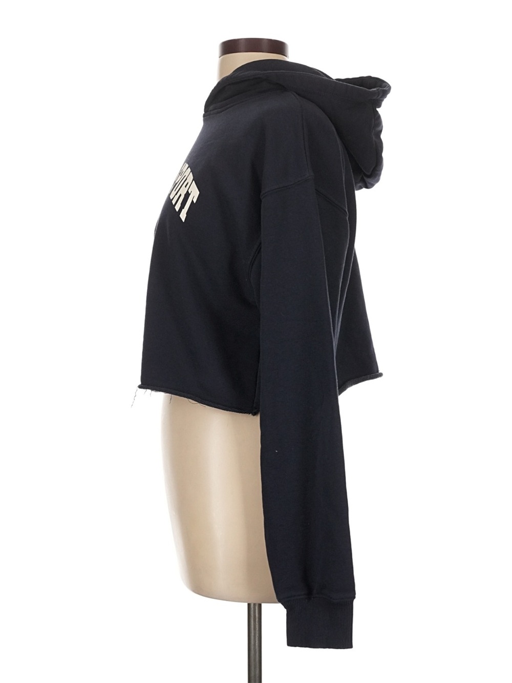 Adanola Blue AS Raw-hem Cotton Blend Crop Hoodie - Size L - Picture 12 of 14